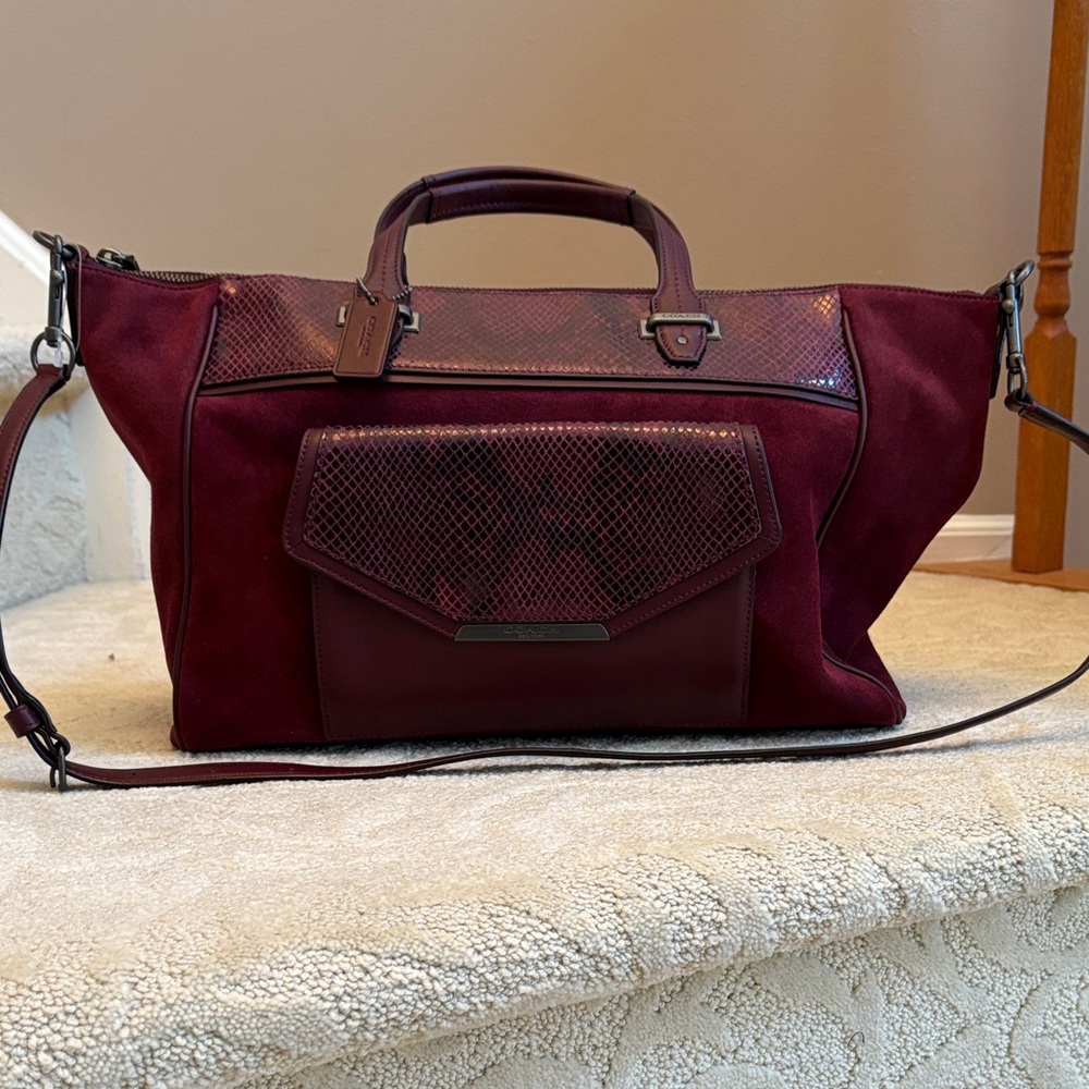 Coach Burgundy Suede and Leather Satchel